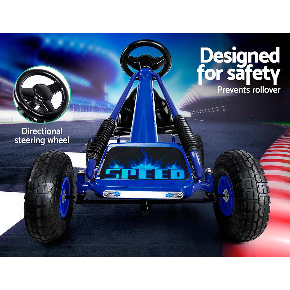 Rigo Kids Pedal Go Kart Ride On Toys Racing Car Rubber Tyre Blue