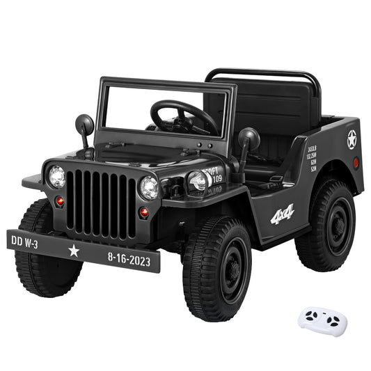 Electric Ride On Car Jeep Military - black