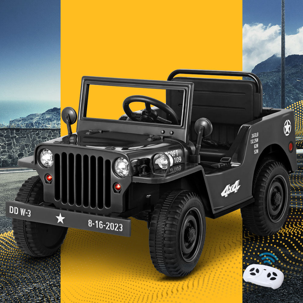 Electric Ride On Car Jeep Military - black