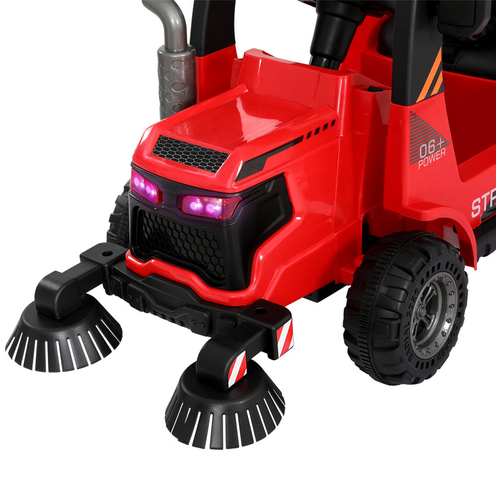 Rigo Kids Electric Ride On Car Street Sweeper Truck Toy Cars Remote 12V Red